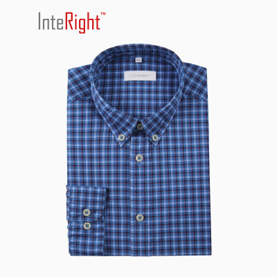 

INTERIGHT Cotton Casual Jacquard Men Casual Shirt Fashion Blue Check XL Code