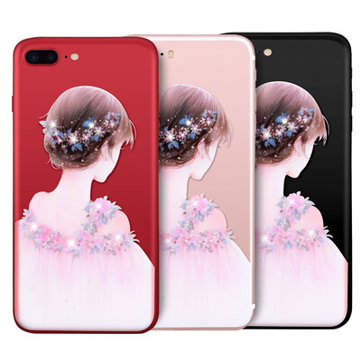

Send iphone7plus mobile phone shell Apple 7Plus mobile phone cover Creative transparent silicone drop lanyard hole Women models diamond 55 inches back girl