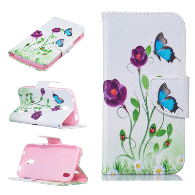 

Blue butterfly Design PU Leather Flip Cover Wallet Card Holder Case for HUAWEI Y625
