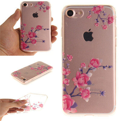 

Peach blossom Pattern Soft Thin TPU Rubber Silicone Gel Case Cover for IPHONE 7