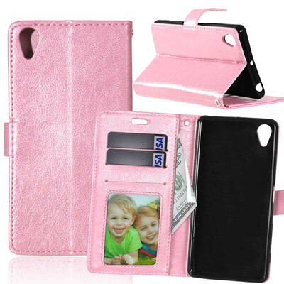 

Pink Style Classic Flip Cover with Stand Function and Credit Card Slot for Sony Xperia X Performance