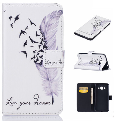 

Plumes Design PU Leather Flip Cover Wallet Card Holder Case for SAMSUNG GALAXY J3 J310