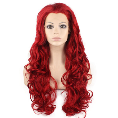 

Long Wavy Red Hand Tied Lace Front Cosplay Party Wig