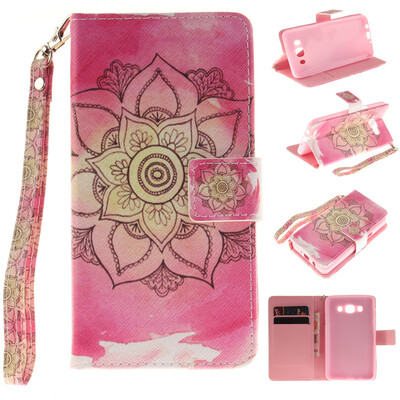 

Pink flower Design PU Leather Flip Cover Wallet Card Holder Case for SAMSUNG GALAXY J5 2016 J510