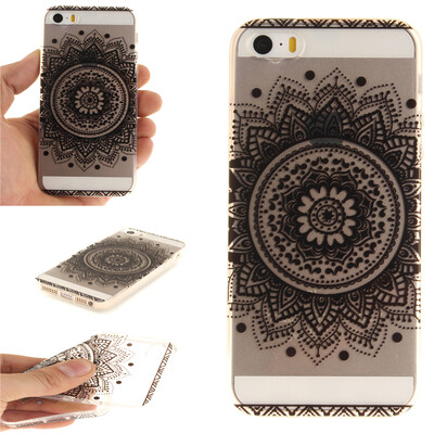 

Black mandala Pattern Soft Thin TPU Rubber Silicone Gel Case Cover for IPHONE 55S5SE
