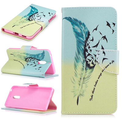 

Feathers&birds Design PU Leather Flip Cover Wallet Card Holder Case for Nokia 6