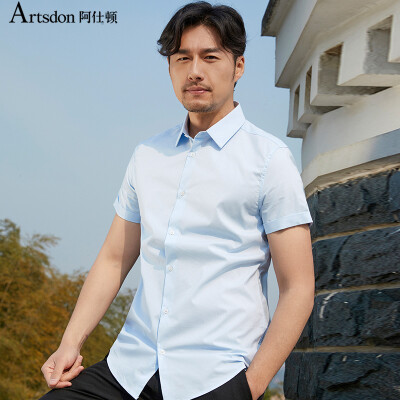 

Aston Summer Short Sleeve Business Casual Slim Fashion City Men's Short Sleeve Shirt Sky Blue 175 / L A15217522