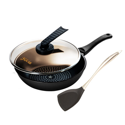 

Jingdong Supermarket] Drilling Technology (ZUANJ) imported non-stick wok 30CM no smoke non-stick pot wok sets of induction cooker general ZJ-NW30 + GJC304