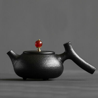 

Rubby Branch Shaped Handmade Black Ceramic Teapot with Filter 150ml 57oz