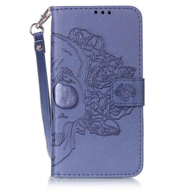 

Blue Skull Design PU Leather Flip Cover Wallet Card Holder Case for SAMSUNG S4MINI