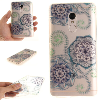 

Blue&green dream flower Pattern Soft Thin TPU Rubber Silicone Gel Case Cover for XiaoMi RedMi Note 4