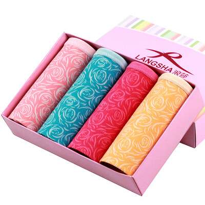

Langsha LW6037 Women&39s underwear elastic cotton shorts printed waist sexy female briefs four mixed color 165 L