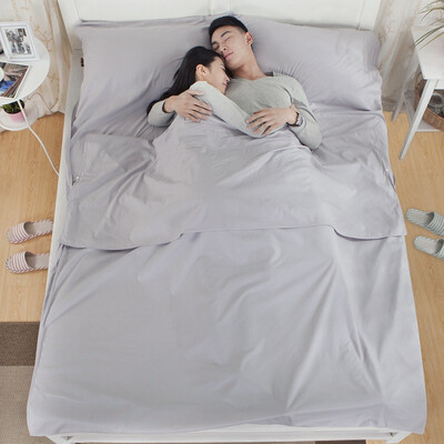 

Zero Explore LIVTOR Outdoor Portable Pure Cotton Sleeping Bag Dirty Neckl Hotel Hotel Travel Cotton Sanitary Bed Sheets Silver-gray Double-widening 180 215cm