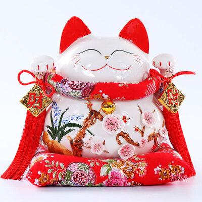 

Tropical forest s11 Lucky cat four seasons fortune large deposit pot opening gift ornaments ceramic large piggy bank shop creative home wedding gifts to send friends to send customers