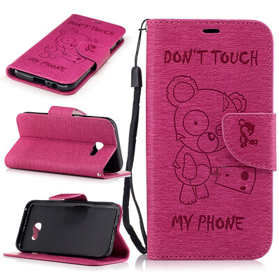 

Rose red Bear Style Embossing Classic Flip Cover with Stand Function and Credit Card Slot for SAMSUNG Galaxy A5 2017/A520