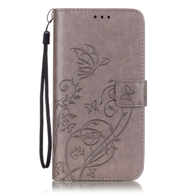 

Gray Flower Design PU Leather Flip Cover Wallet Card Holder Case for SAMSUNG S4MINI