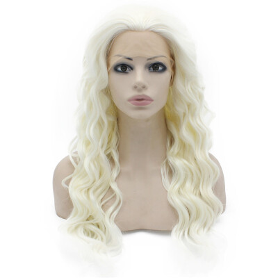 

Iwona Synthetic Hair Lace Front Long Wavy Silver White Blonde Wig