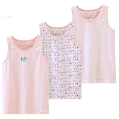 

KIDS MAM & DAD) girls vest bottoming small vest sleeveless children thin section female underwear three pieces 86403 pink 160