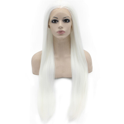 

Extra Long Straight Snow White Lace Front Costume Party Wig