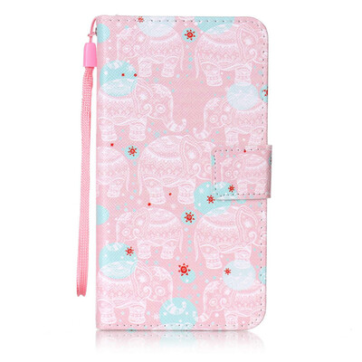 

Pink Elephant Design PU Leather Flip Cover Wallet Card Holder Case for LG X Power