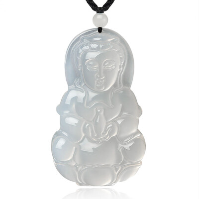 

Feng Ying Phoenisess chalcedony pendant Guanyin jade pendant male jade necklace pendant with certificate