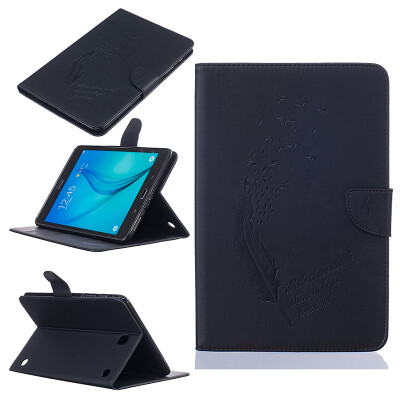 

Black feathers Style Embossing Classic Flip Cover with Stand Function and Credit Card Slot for SAMSUNG GALAXY Tab A 8.0 T350