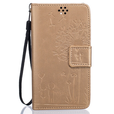 

Golden Lovers and Dandelion Style Embossing Classic Flip Cover with Stand Function and Credit Card Slot for Sony Xperia Z2