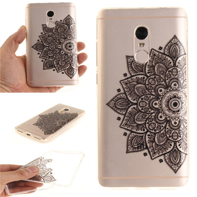 

Black half flower Pattern Soft Thin TPU Rubber Silicone Gel Case Cover for XiaoMi RedMi Note 4