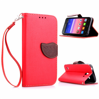 

Red Design PU Leather Flip Cover Wallet Card Holder Case for Huawei Ascend Y550