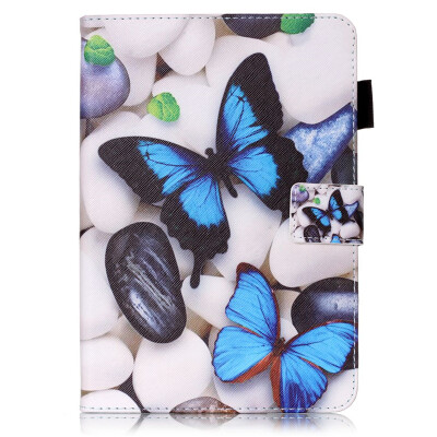 

Blue Butterfly Design PU Leather Flip Cover Wallet Card Holder Case for IPAD3