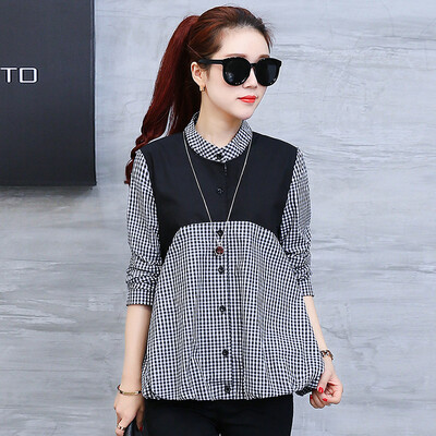 

Пух Ее VORNEOCO было тонкой корейской свободно шить плед воротника рубашки женщина R1427 пледа XL