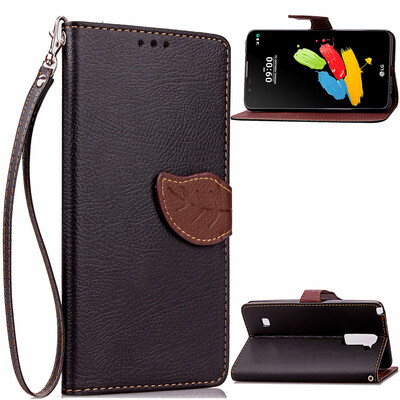 

Black Design PU Leather Flip Cover Wallet Card Holder Case for LG Stylus 2