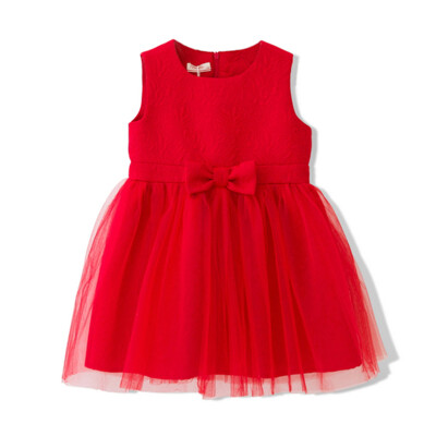 

Flossie Flordeer French children's clothing girls solid color yarn skirt dresses F6021 red 150