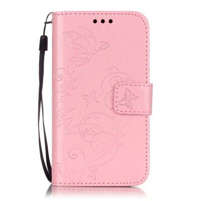 

Pink Flower Design PU Leather Flip Cover Wallet Card Holder Case for SAMSUNG J1 ACE