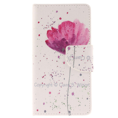 

Purple orchid Design PU Leather Flip Cover Wallet Card Holder Case for Sony Xperia M2