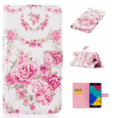 

Pink Rose Design PU Leather Flip Cover Wallet Card Holder Case for SAMSUNG GALAXY A5 2016A510