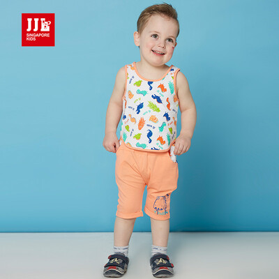 

JJLKIDS Partner Club baby boy suit summer children's clothing children's casual t-shirt pants two-piece kit baby set orange 73