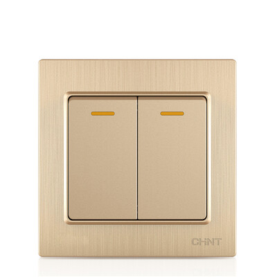 

Zhengtai CHNT socket panel two open multi-control switch panel brushed gold 7L series NEW7-L07202A