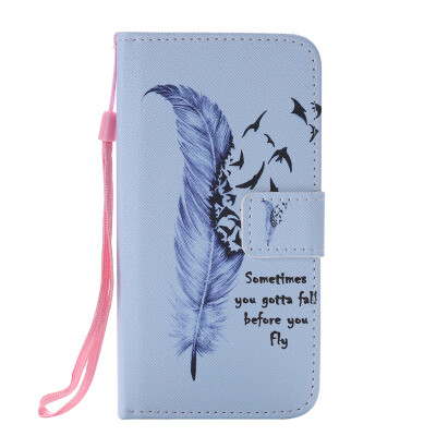 

Blue Feather Design Кожа PU откидной крышки Кошелек Карты Держатель чехол для SAMSUNG J510 J52016