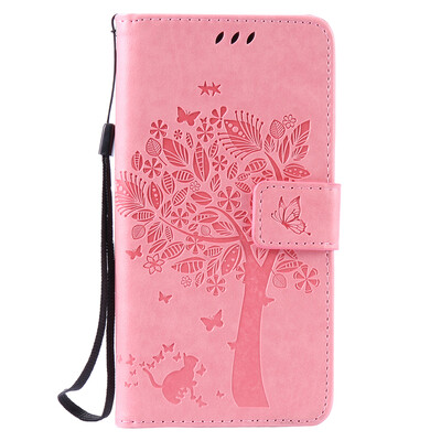 

Pink Tree Design PU Leather Flip Cover Wallet Card Holder Case for HUAWEI HONOR 5C