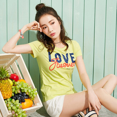 

Semir Semir student letter hit color printing round neck collar head primer 12216000003 pink green