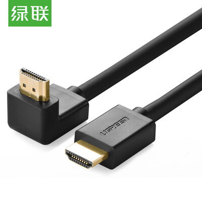 

Зеленый (UGREEN) Кабель HDMI 4K 3D цифровая версия с высокой разрешающей способностью 2.0 90-градусный локоть-интерфейс большой край Внутреннее подключение к компьютеру Телевизионная проекционная линия 2 метра черная 10121