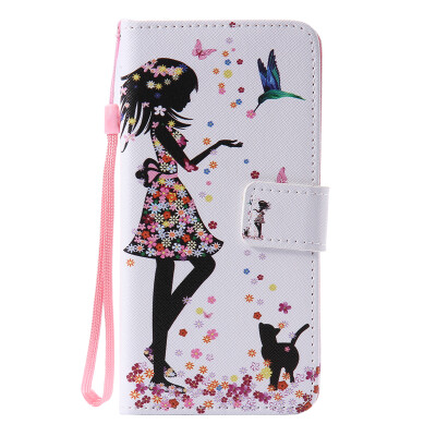 

Girl and Cat Design PU Leather Flip Cover Wallet Card Holder Case for SAMSUNG A72016