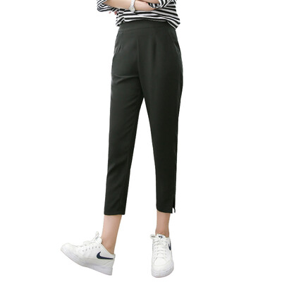 

Antarctic nanjiren casual pants female simple wild feet pants fashion nine points Harlan pants female models black M 16068