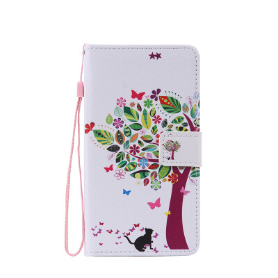 

Tree and Cat Design PU Leather Flip Cover Wallet Card Holder Case for LG LS770