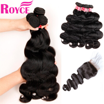 

Malaysian Body Wave 4Bundles with Closure Unprocessed Human Hair Body Wave 4PCs with 44 Lace Closure Human Hair Weave Extensions