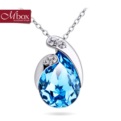 

Mbox necklace female models with Swarovski element crystal Korean version of the original love bottle sea blue