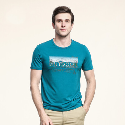 

Camel (CAMEL) men's round neck casual wear fashion Slim short-sleeved T-shirt X6B200300 Lake Blue XL