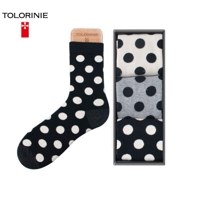 

TOLORINIE business men socks combed cotton black&white small round point cotton socks four seasons men socks in the tube socks 3 double K7113M0011