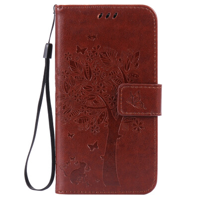 

Brown Tree Design PU Leather Flip Cover Wallet Card Holder Case for SAMSUNG A510 A52016